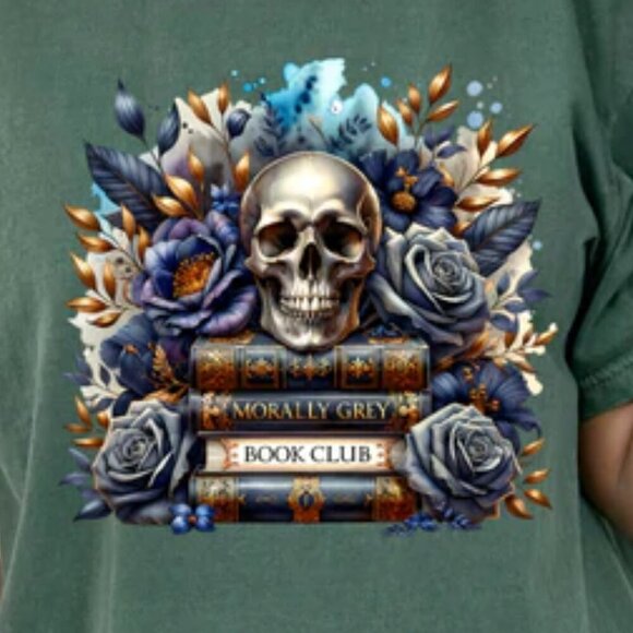 Morally Grey Book Club NEW green short sleeve shirt - Picture 2 of 2